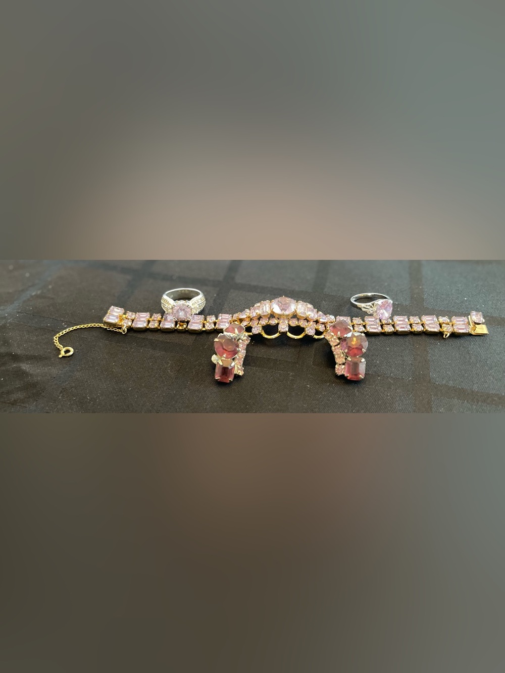 Kramer Gold-Tone Amethyst Bracelet rings and earring set - Picture 15 of 16